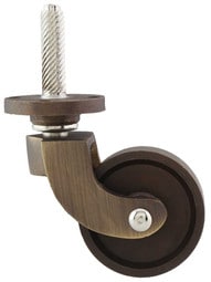 Solid Brass Stem-and-Plate Caster with 1 3/8" Brass Wheel